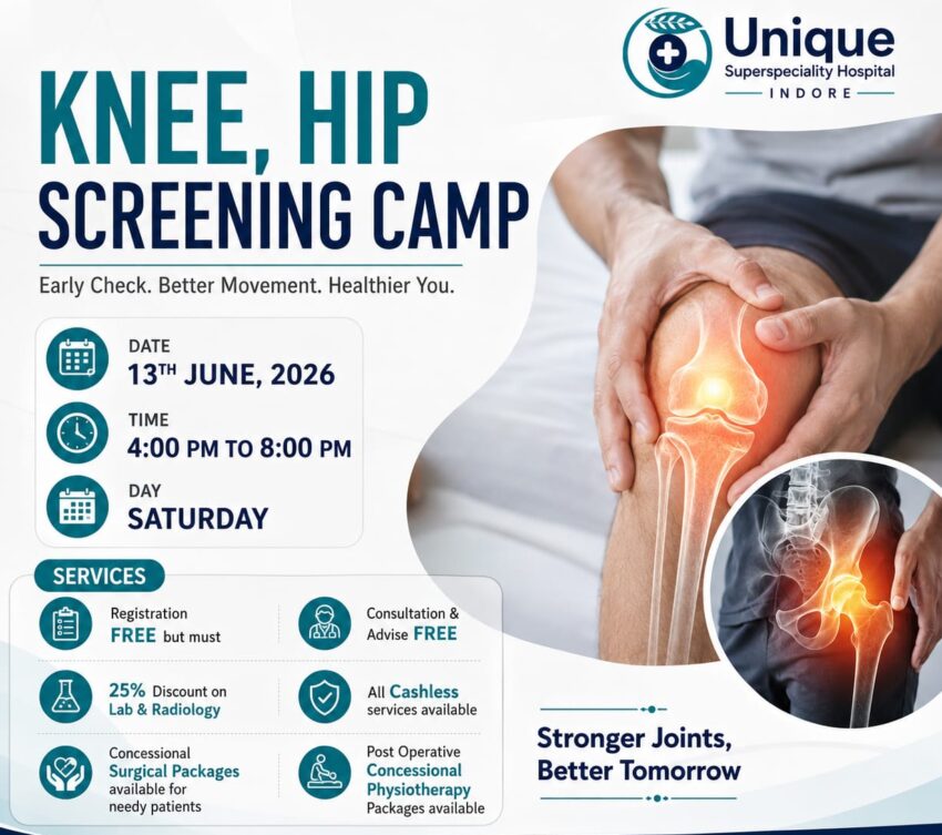 Free screening camp at Unique Hospital for knee and hip pain
