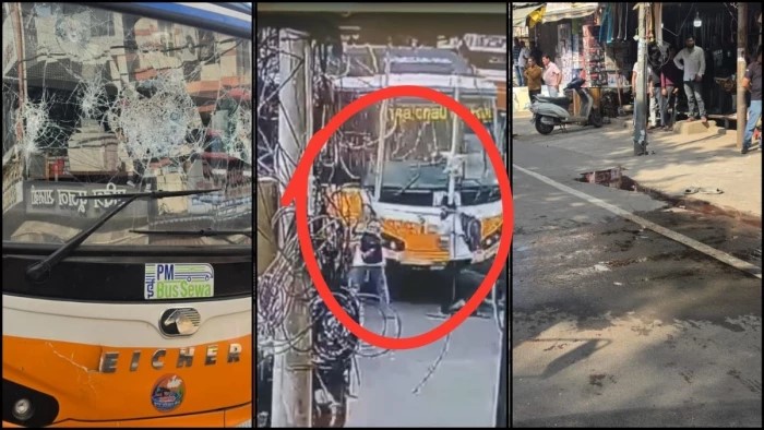 राजवाड़ा में बेकाबू हुई ई-बस